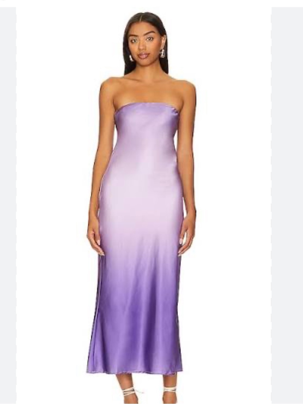 SNDYS Strapless Ombre Purple Satin Slip Dress